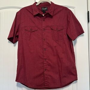 Red button up short sleeve shirt